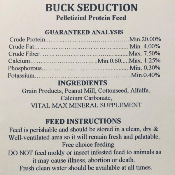 Buck Seduction Pelletized Feed Ingredients